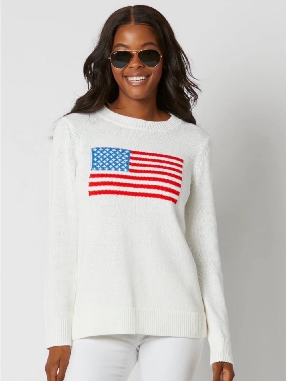 SAIL TO SABLE- White Classic Flag Sweater NWT